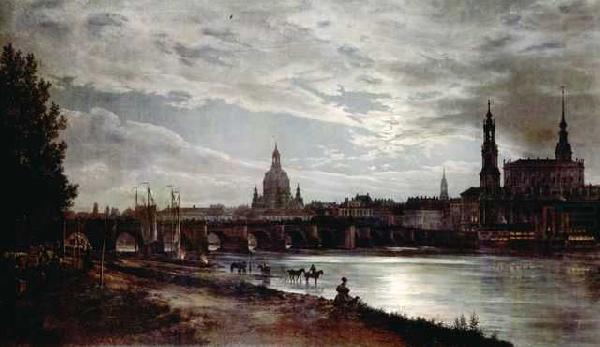 Johan Christian Dahl Johan Christian Clausen Dahl Blick auf Dresden bei Vollmondschein china oil painting image